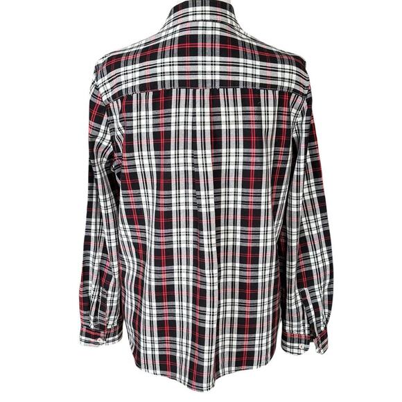 EUC Charter Club Size PL Button Front Plaid Long Sleeve Size Black Red - Picture 4 of 11